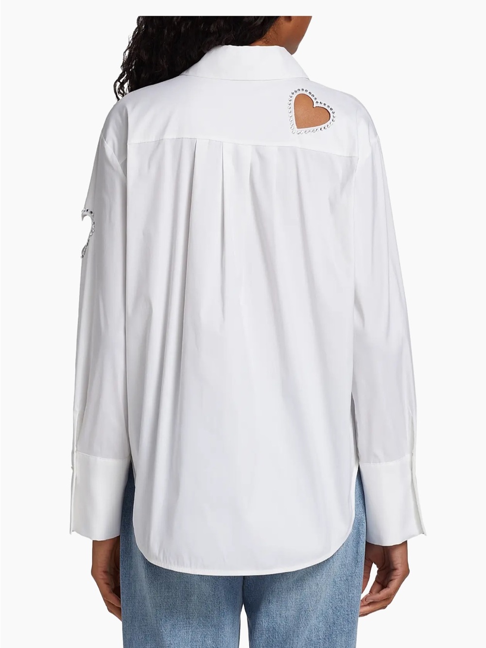 Alice + Olivia White Button-Down Shirt with Heart Cutouts - Picture 2 of 7